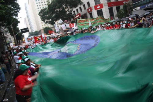waste pickers march at people's march, Rio de janeiro