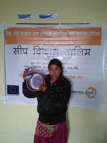 Nepal waste picker with crafts