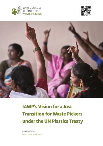 La visión de la IAWP para una transición justa para los recicladores bajo el tratado de plásticos de la ONU. Portada del informe.
