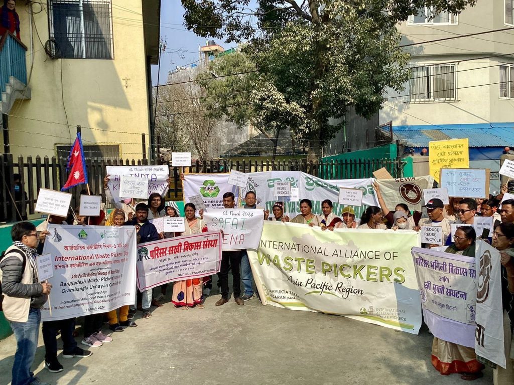 Asia Pacific region march on Waste Pickers Day 2024 in Kathmandu, Nepal.